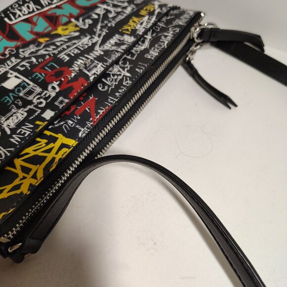 DKNY Black Graffiti Streetwear Y2K Graphic Crossbody Bag Retro New York - Picture 4 of 9